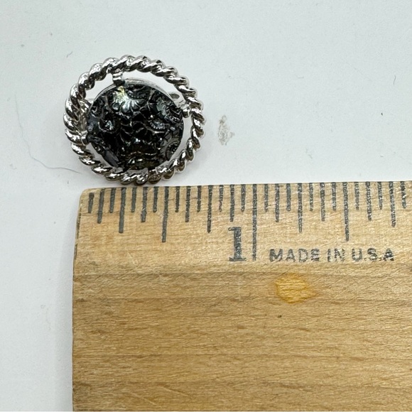 Sarah Coventry vintage Northern Lights clip on earrings silver tone iridescent - Picture 6 of 12